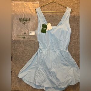 Softlyzero Airy U neck Twisted Cool Touch Dance Active Dress Loka Blue Size XL